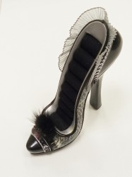 Подставка для колец туфля черная с серебром