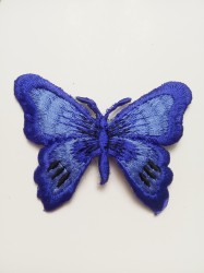 Термоаппликация бабочка-2 синяя 7х6см