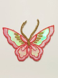 Термоаппликация бабочка-4 розовая 9х7,5см