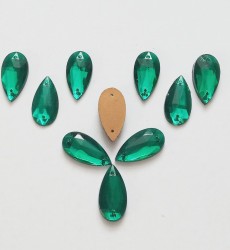 Стразы пришивные капля Emerald 18х10мм