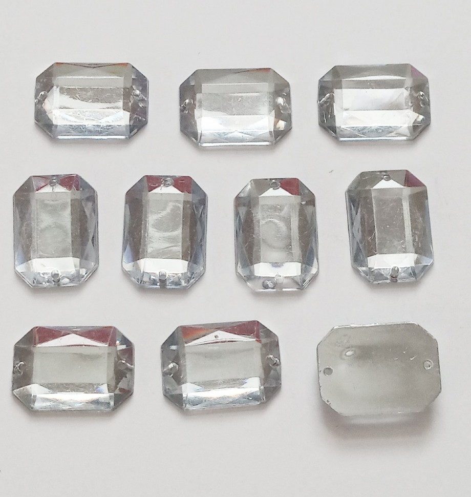 Стразы пришивные акрил прямоугольник Crystal 18x13мм