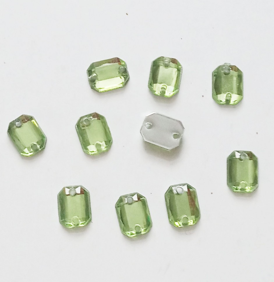Стразы пришивные акрил прямоугольник Peridot 6x8мм