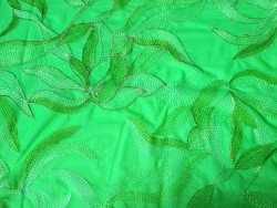 Вышивка на стрейч сетке Dancing flower Embroidery ENET2045/цитрус(Peridot citrus)