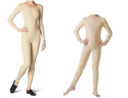 Комбинезон длинный рукав лосинами 34-09 телесный