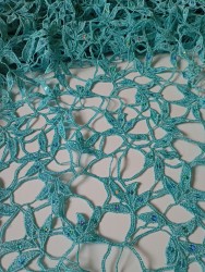 Гипюр Hand Beaded Sequined STR02476/Blue Laguna