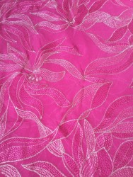 Вышивка на стрейч сетке Dancing Flower Embroidery ENET2045/Pink Passion Pink