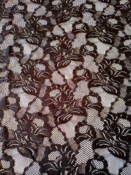 Стрейч гипюр каскад цветов (Floral cascade) SLF2018 чёрный/black