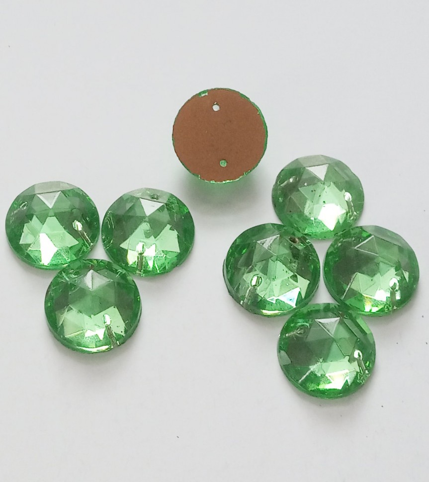 Стразы пришивные круг Peridot 18мм