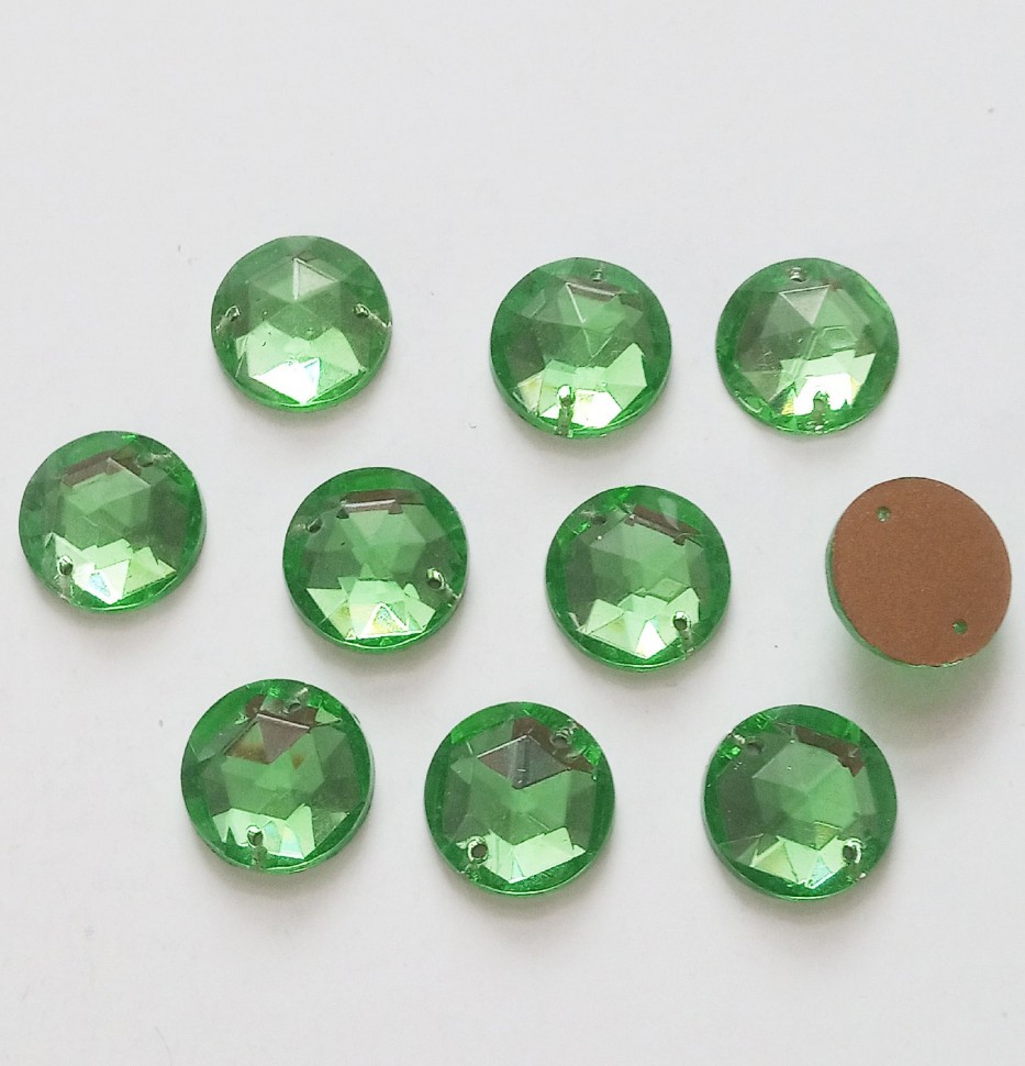 Стразы пришивные круг Peridot 13мм