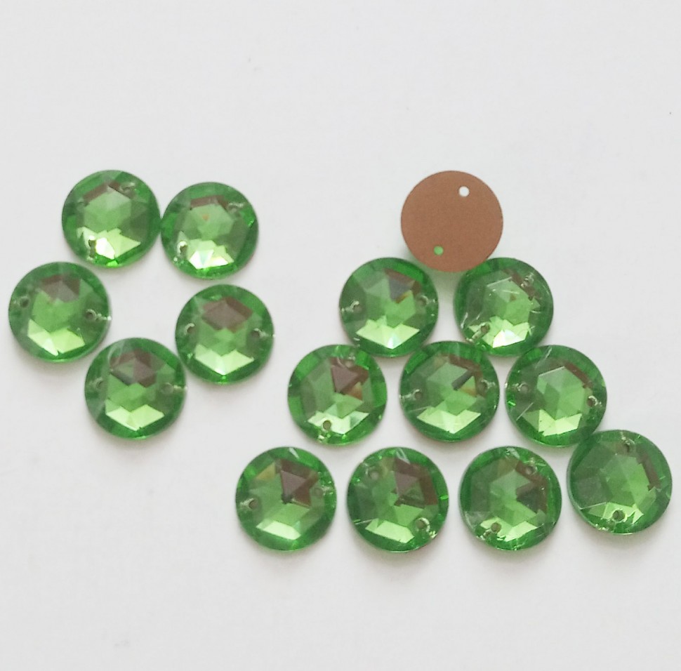 Стразы пришивные круг Peridot 10мм